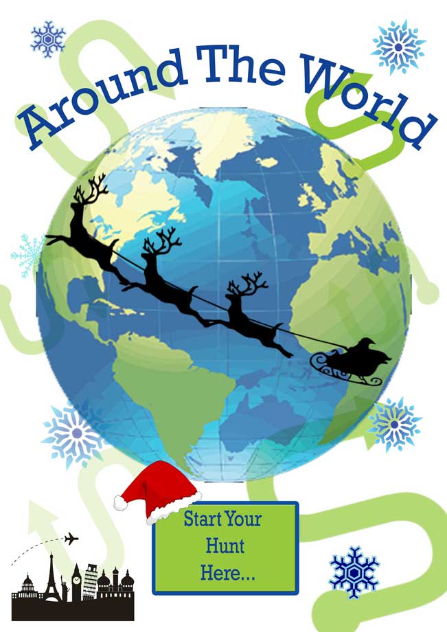 Around the world christmas indoor treasure hunt